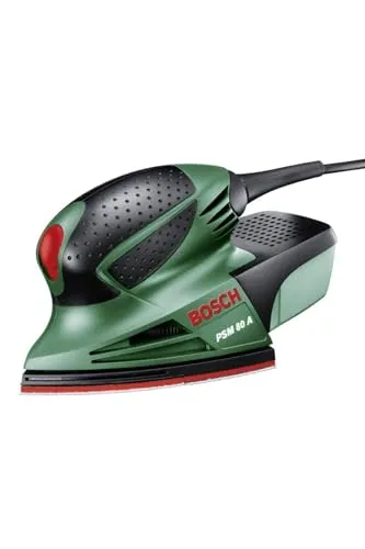 Bosch Multischleifer PSM 80 A, 3 RedWood Schleifblätter, Koffer (80 W, Schwingzahl 20.000 min-1, Schleiffläche 104 cm²)