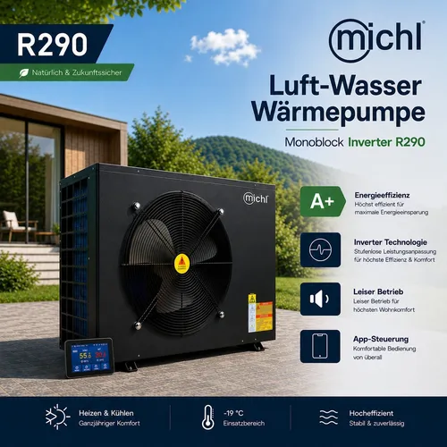 Michl Luft-Wasser Wärmepumpe Monoblock Inverter TWRE-K02/V3b R290 2,2-7,7 kW