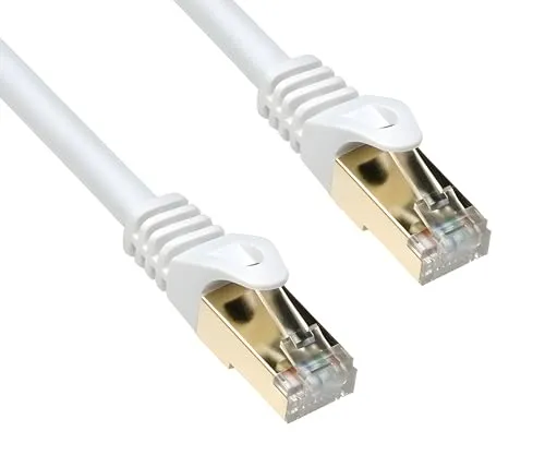 DINIC Cat.7 Premium Patchkabel 10 Gb LAN Kabel, Netzwerk-Kabel S/FTP Kupfer, LSZH Ethernet (Weiß, 10,00m)