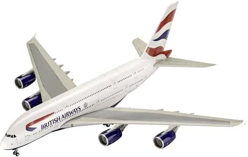 Revell British Airways Airbus A380-800 1:144 Modellbausatz - Modellbausatz des Airbus A380-800 der British Airways, detailreich und perfekt für Modellbau-Enthusiasten und Flugzeugliebhaber.
