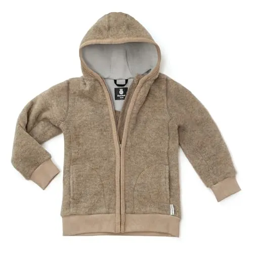 Ehrenkind® Fleecejacke, Wollfleece in feinster Bio-Merino Wolle, Atmungsaktiv & temperaturausgleichend, Fleecejacke Kinder, Beige 98/104