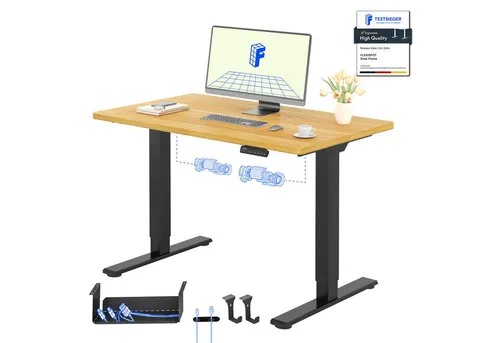 FLEXISPOT Basic Plus höhenverstellbarer Schreibtisch mit Premium-Zubehör-Set - Robuster, stabiler Schreibtisch aus Industriestahl mit 2 Motoren für individuelle Höhenanpassung (70-119 cm) und 4 speicherbaren Positionen. Ideal für ergonomisches Arbeiten und maximale Flexibilität.