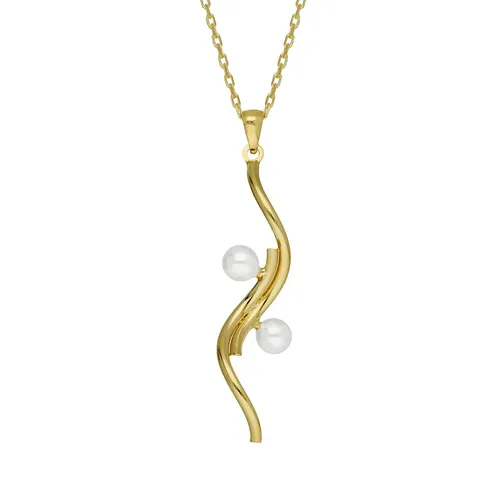 Victoria Cruz Kette mit Anhänger Milan Goldfarben - Elegante Kette für Frauen aus vergoldetem 925 Sterlingsilber, verziert mit zwei weißen Süßwasser-Zuchtperlen, ideal für besondere Anlässe oder als stilvolles Accessoire.