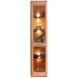 Z2 Vitrine schmal NATURE ONE - Eleganz in Kernbuche - Vitrine für stilvolle Wohnräume, mit Drehtür, Sicherheitsglas und LED-Beleuchtung. Ideal für die Präsentation Ihrer Schätze in kompakten 43x203x40 cm.
