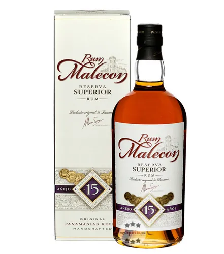 Rum Malecon Reserva Superior 15 Jahre - Brauner Rum aus Panama, 15 Jahre gereift für einen vollmundigen Geschmack und ideal für Kenner und Genießer.