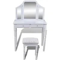 Schminktisch Weiß mit Spiegel und Hocker vidaXL in weiß von vidaXL