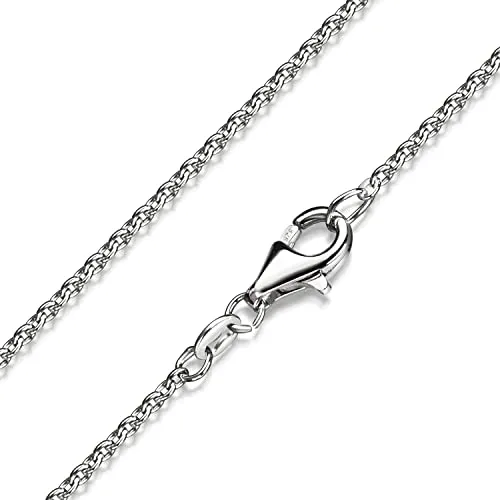 MATERIA Damen Kette 925 Sterling Silber Ankerkette rund 1,1mm rhodinierte Halskette für Frauen in 40 45 50 60 70 cm #K36, Länge Halskette:45 cm