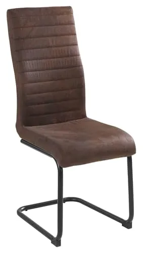 Home4You Schwingstuhl Freischwinger Esszimmerstuhl - Eleganter Mikrofaserstuhl in Braun - Stilvoller Esszimmerstuhl aus Mikrofaser, bietet hohen Sitzkomfort und verleiht Ihrem Essbereich eine moderne Note.