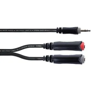 Cordial Audiokabel EY 0,3 WGG, 14892, 0,3m, 3,5mm Klinke / 2x 6,3mm Klinken-Buchse, 3-polig