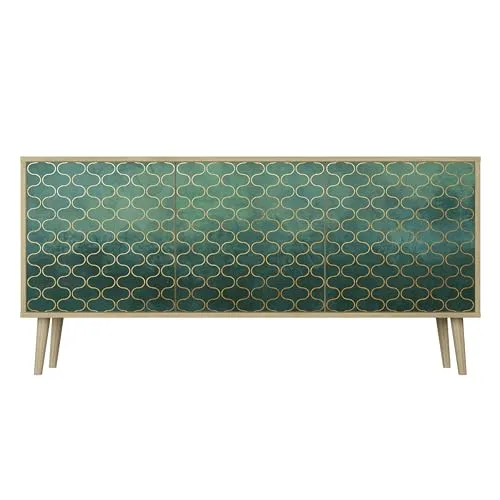 HEALANCY Komodenschrank - Kommode mit 3 Türen- Flurkommode- Schrank - Highboard - Kleiderschrank Möbel - Wohnzimmer Schlafzimmer Esszimmer Flur - Sideboard- Riva-Eiche