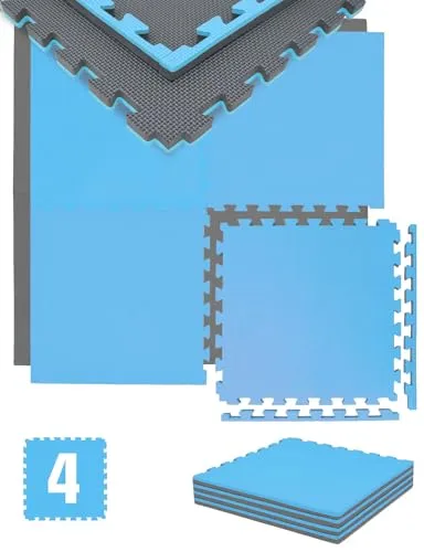 eyepower 2cm Extra-Dick Trainingsmatte 1m² - Puzzlematte für Fitness - Sportmatte aus 4 großen 50x50 cm Teilen, schalldämmend und rutschfest für sicheres Training im Homegym. Ideal für Fitness, Kampfsport und mehr - leicht zu verstauen!