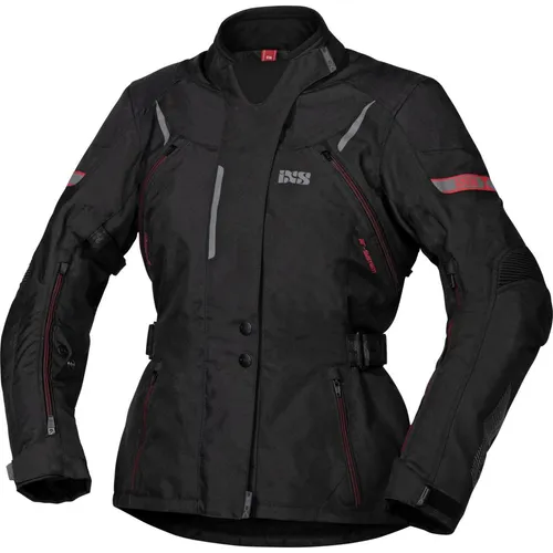 iXS Liz-ST Textiljacke Damen schwarz/rot 2XL - Motorradjacke für Damen, wasserdicht mit höhenverstellbaren Ellbogenprotektoren und atmungsaktiver Membran für optimalen Tragekomfort und Sicherheit beim Fahren.