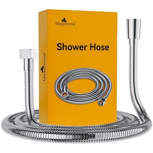 Magichome Duschschlauch 1,5m aus Edelstahl Brauseschlauch mit Standard Anschluss Duschbrausenschlauch mit Verdrehschutz Flexibler Duschschlauch, Chrom-Silber
