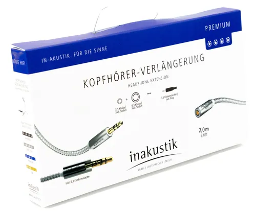 inakustik 2m Kopfhörer Verlängerungskabel 3,5mm Klinke Stecker Buchse Kabel 272A