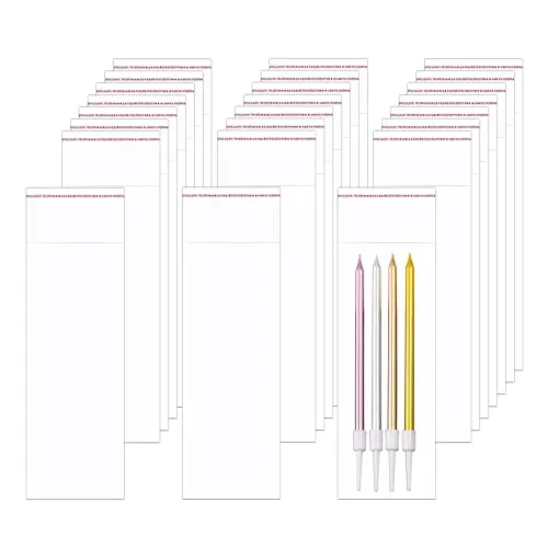Lange Cellophantüten Selbstklebend 8x20cm 300pcs Plastiktüte Cellophantüte Klar 50µm Zellophantüten OPP Tütchen für Halskette Armband Biscuit Rod Eis Stiel Süßigkeiten(3 Größen verfügbar)