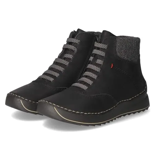 Rieker Schnürstiefelette 51553-00 - Schwarz - 39 - Wanderschuhe mit Antistress-Eigenschaften für optimalen Tragekomfort. Ideal für die Übergangszeit, gefertigt aus hochwertigem Kunstleder mit sportlicher Laufsohle und kleinem Keilabsatz.