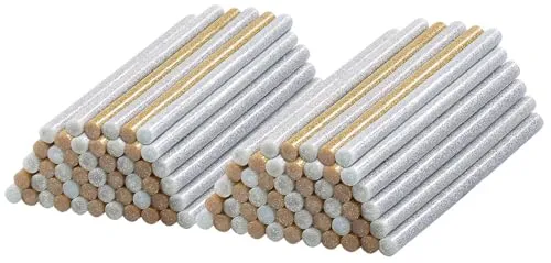 AGT Sticks Heißklebepistole: 100 Klebesticks für Heißklebepistolen, 11 x 200 mm, golden & silbern (Heissleim für Heissleimpistolen, Kleber, Anti Rutsch)