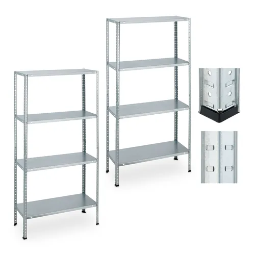 Relaxdays Schwerlastregal 2er Set - Lagerregale aus verzinktem Stahl, ideal für Werkstatt und Keller. Hohe Tragkraft von 160 kg und flexible Böden auf Wunschhöhe - perfekt für optimalen Stauraum.