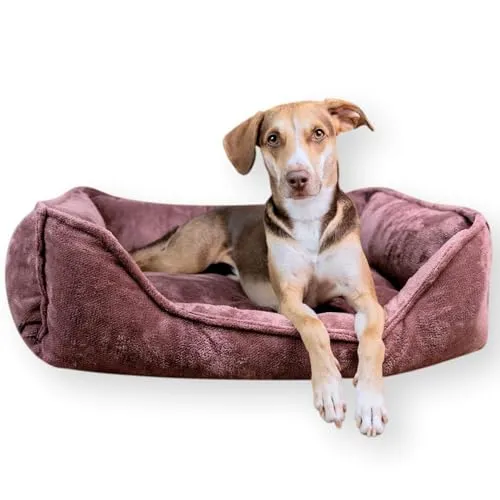 4L Textil IRIS Orthopädisches Hundebett Premium-LINE Hundekorb orthopädisch Kuscheliges Hundebett mit Bezug Memory Foam(100x80 cm, Grape Mauve)