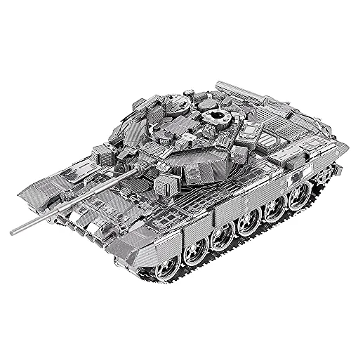 Piececool 3D Metall Puzzle T-90 Hauptkampfpanzer, Militärmodell aus Edelstahl, 100% Wiederherstellen, Geburtstagsgeschenk, Modellbausatz für Erwachsene, 150 Teile