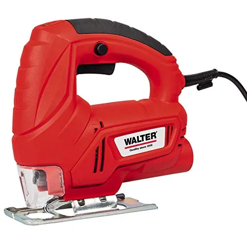 WALTER Stichsäge 400 W, kraftvoll und trotzdem handlich, variable Hubzahl von 500-3000 U/min in 6 Stufen einstellbar, inkl. Absauge Adapter und 2 Sägeblättern (Schnitttiefe in Stahl/Holz 6mm/55mm)