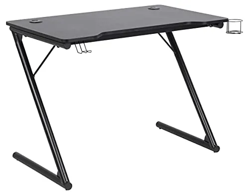 AC Design Furniture Ted Gaming-Schreibtisch - Gaming-Schreibtisch mit 2 Kabeldurchführungen und Becherhalter, ideal für Gamer. H: 74 x B: 100 x T: 60 cm, aus langlebigem Metall und MDF.
