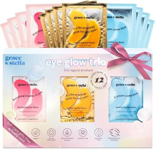 grace & stella Faltenpads, Augenpads gegen Augenringe, Augenmaske gegen Tränensäcke, Augenpflege mit Augenkühlpad gegen Augenfalten, Hochwirksame Eye Pads, Erfrischende Augen Pads, 12 Paare