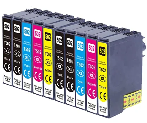 OBV 10x kompatible Druckerpatrone als Ersatz für Epson 502XL für Expression Home XP-5100 XP-5105 XP-5150 XP-5155 Workforce WF-2860DWF WF-2865DWF WF-2880DWF