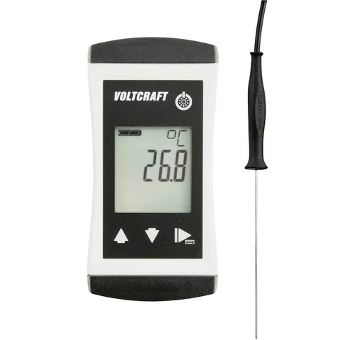 VOLTCRAFT PTM-100 Außentemperaturanzeige - Anzeigeinstrumente mit IP65 Wasserschutz, ergonomischem Design und beleuchtetem Display für präzise Messungen in Flüssigkeiten und Luft.