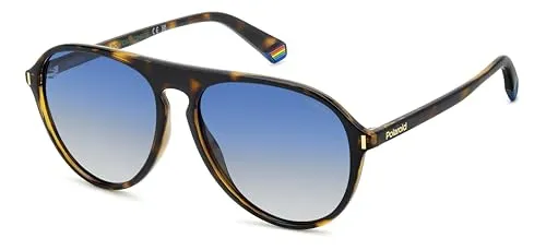 Polaroid Herren PLD 6225/S Sonnenbrille, Blau (Havana/Blue Shaded) - Sportbrille mit polarisierten Gläsern für optimalen UV-Schutz und klare Sicht, inklusive 2 Jahre internationaler Garantie.