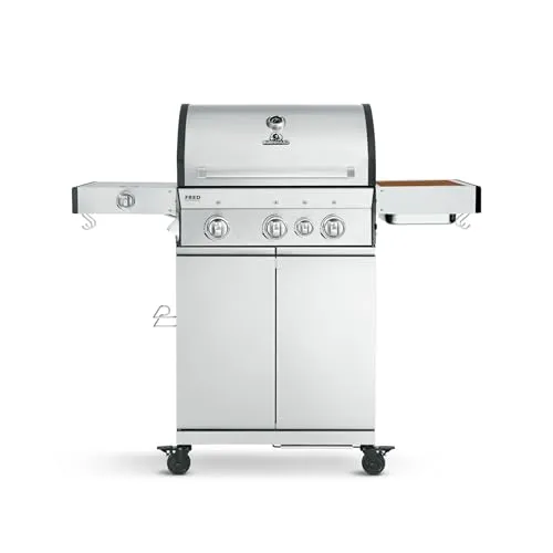 BURNHARD Gasgrill Fred - 3-Brenner Edelstahlgrill mit Infrarot-Keramikbrenner - Grills der Kategorie 'Grills' mit 16,7 kW Leistung, langlebigem Edelstahl und klappbaren Seitentischen für platzsparende Nutzung.