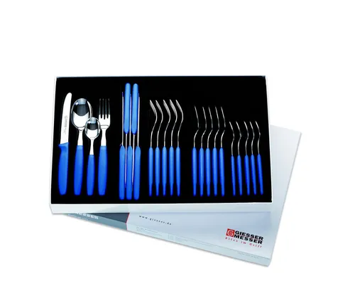 Giesser Messer Besteck Set 24 Teile - Made in Germany - Besteck Set mit rostfreiem Edelstahl und ergonomischen PP-Kunststoffgriffen, ideal für den täglichen Gebrauch oder Camping, modernes Design.