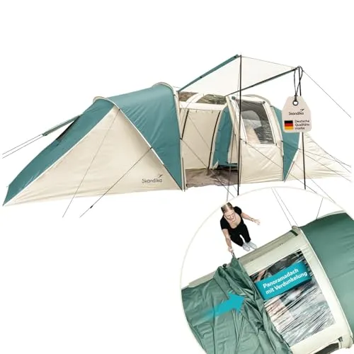 Skandika Kuppelzelt Kalmar für 6 Personen - Ideal für Familien-Camping - Kabinenzelt für 6 Personen mit Dachfenster, Laternen-Haken und Moskitonetz. Perfekt für unvergessliche Campingabenteuer!