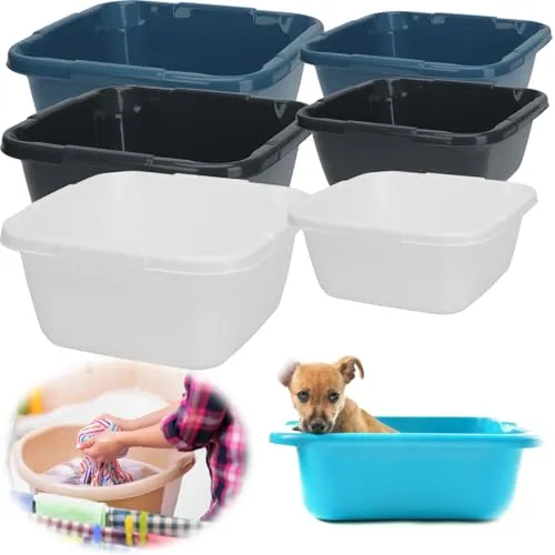 LS-LebenStil Kunststoff Waschschüssel 6L Blau 29cm Viereckschüssel Fußwanne Spülschüssel Wäschekorb Waschwanne Abwaschschüssel stapelbar tragbares Waschbecken Wanne Camping Wohnmobil