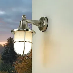 Messing Wand Leuchte in Nickel IP64 Ø14cm - Maritime Lampe für Terrasse und Haus - Maritime Außenwandleuchte mit IP64 Schutz, ideal für Garten und Terrasse. Wetterfestes Design in Nickel matt, sorgt für stimmungsvolle Beleuchtung.