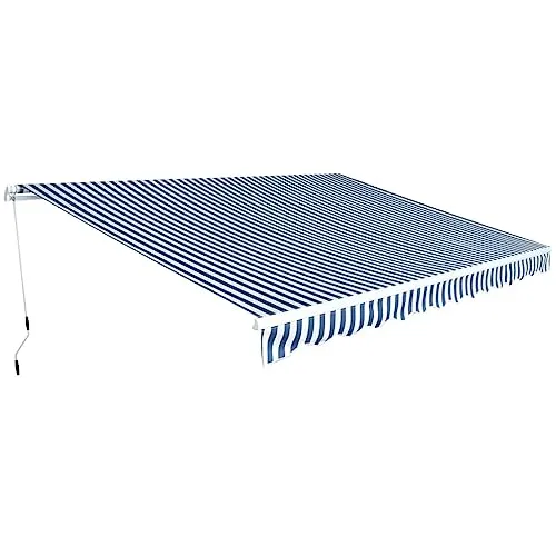 vidaXL Gelenkarmmarkise 450cm Blau/Weiß - Robuster Sonnenschutz für Terrasse und Balkon - Markise aus strapazierfähigem Polyester mit PU-Beschichtung, wasser- und schmutzabweisend. Ideal für entspanntes Sitzen im Freien, einfach zu montieren.