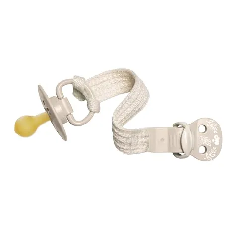 nip – Schnullerband | Nachhaltiges Schnullerband aus 100 % unbehandelter Bio-Baumwolle ohne Zusätze. Speichel- und schweißfestes Schnullerband mit Clip für Schnuller mit und ohne Ring | Braun