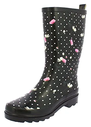 Beck Damen Blumenregen Gummistiefel, Schwarz, 38 EU - Wanderschuhe mit wasserfestem Design und stylischem Blumendruck, perfekt für nasse Tage und Outdoor-Abenteuer.