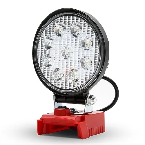 15-16W Akku-LED-Arbeitsleuchte, 2000LM Tragbarer Baustellenscheinwerfer Flutlicht mit USB-Anschluss Stromversorgung über Milwaukee 18 V Lithium-Ionen-Batterien M18