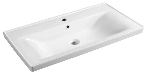 SAVA 90 Keramik-Waschtisch 90x46 cm, Weiß - Eleganter Keramik-Waschtisch in Weiß (90x46 cm) mit 1 Armaturloch und Überlauf. Ideal für Badmöbelserien oder als wandhängendes Waschbecken. Perfekt für stilvolle Badezimmergestaltung.