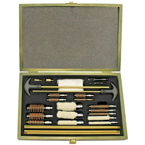 Waffen Bürsten Reinigungsset 24 tlg. Gewehr & Pistole Multikaliber Holzbox 27385