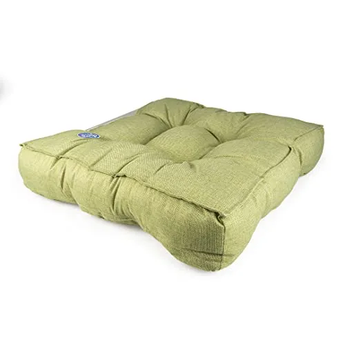 Duvo+ Kissen Quadri quadratisch grün/beige – 72 x 72 cm - Robustes quadratisches Kissen für Hunde mit waschbarem Bezug und praktischem Griff. Ideal für entspannte Ruhephasen – bequem und pflegeleicht.