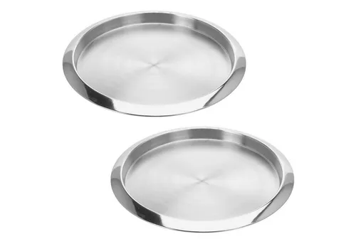 VOSSBACH Servierplatte - Elegantes Edelstahl Serviertablett, Rund ø 35 cm - Servierplatten aus hochwertigem Edelstahl, ideal zum stilvollen Servieren von Speisen und Getränken. Perfekt für Frühstück im Bett oder elegante Dinnerpartys.