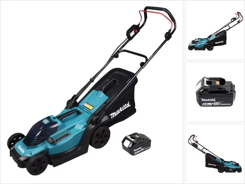 Makita DLM 330 G1 Akku Rasenmäher - Rasenmäher mit 18 V und 33 cm Schnittbreite, ausgestattet mit 30 l Fangkorb und 1x 6,0 Ah Akku für kabellose Freiheit im Garten.