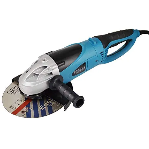 GERMANIA Winkelschleifer Ø 230 mm 2200 Watt - Leistungsstarker Winkelschleifer für vibrationsarmes Arbeiten, ideal zum Schneiden von Metallen und Beton. Ergonomischer Handgriff mit Zusatzhandgriff für sicheren Halt.