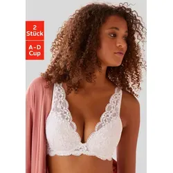 Push-up-BH PETITE FLEUR, Damen, Gr. 85, Cup A, schwarz-weiß (weiß, schwarz), Spitze, Obermaterial: 60% Polyamid, 35% Polyester, 5% Elasthan, BHs Push-up-BH, in High Apex Schnittform, Dessous