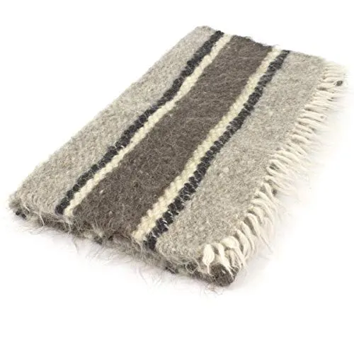 Vehi Mercatus Handgewebte Wolldecke (hell gestreift, 70 x 150 cm)