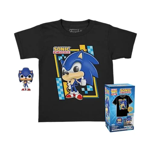 Funko Pocket Pop! & Tee: Sonic the Hedgehog T-Shirt (L) für Kids - Sammelfigur und T-Shirt in einem, perfekt für Sonic-Fans. Neu & OVP.