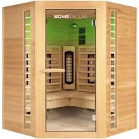 REDSUN XXL DELUXE Infrarotkabine 150x150 cm für 4 Personen - Geräumige Infrarot-Wärmekabine aus hochwertigem Hemlock-Tannenholz, ideal für Entspannung und Gesundheit. Perfekt für die ganze Familie!