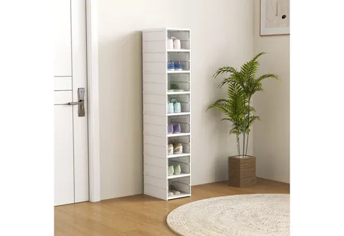 HOMCOM Schuhbox 8er-Pack, durchsichtiger Kunststoff